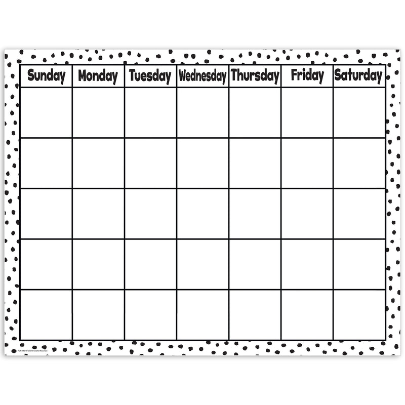 (6 Ea) Painted Dots Calendar Chart Black