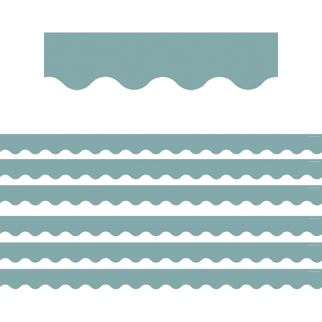 (6 Pk) Calm Blue Scalloped Border