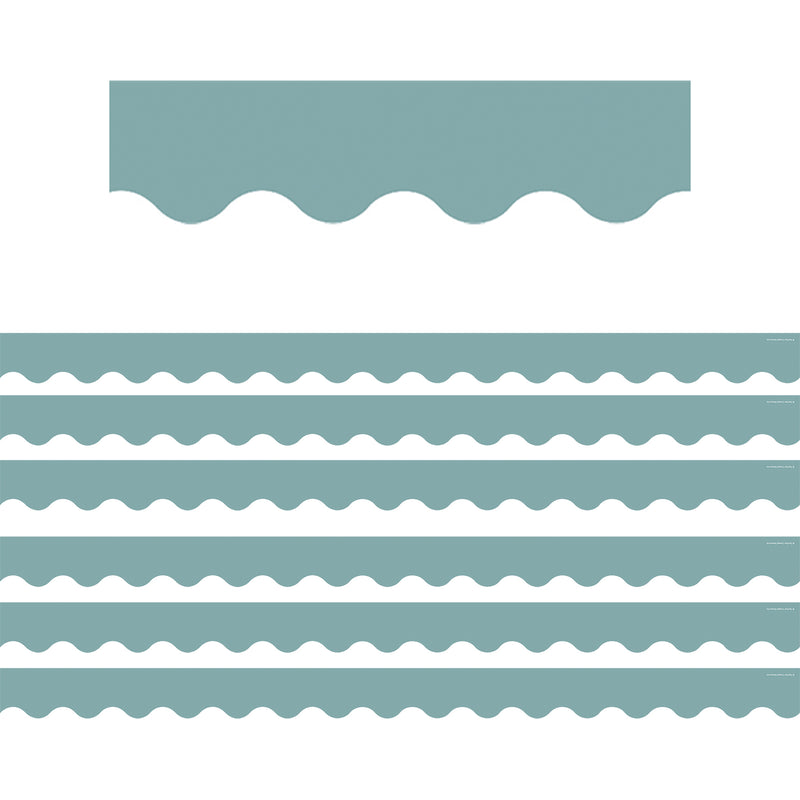 (6 Pk) Calm Blue Scalloped Border