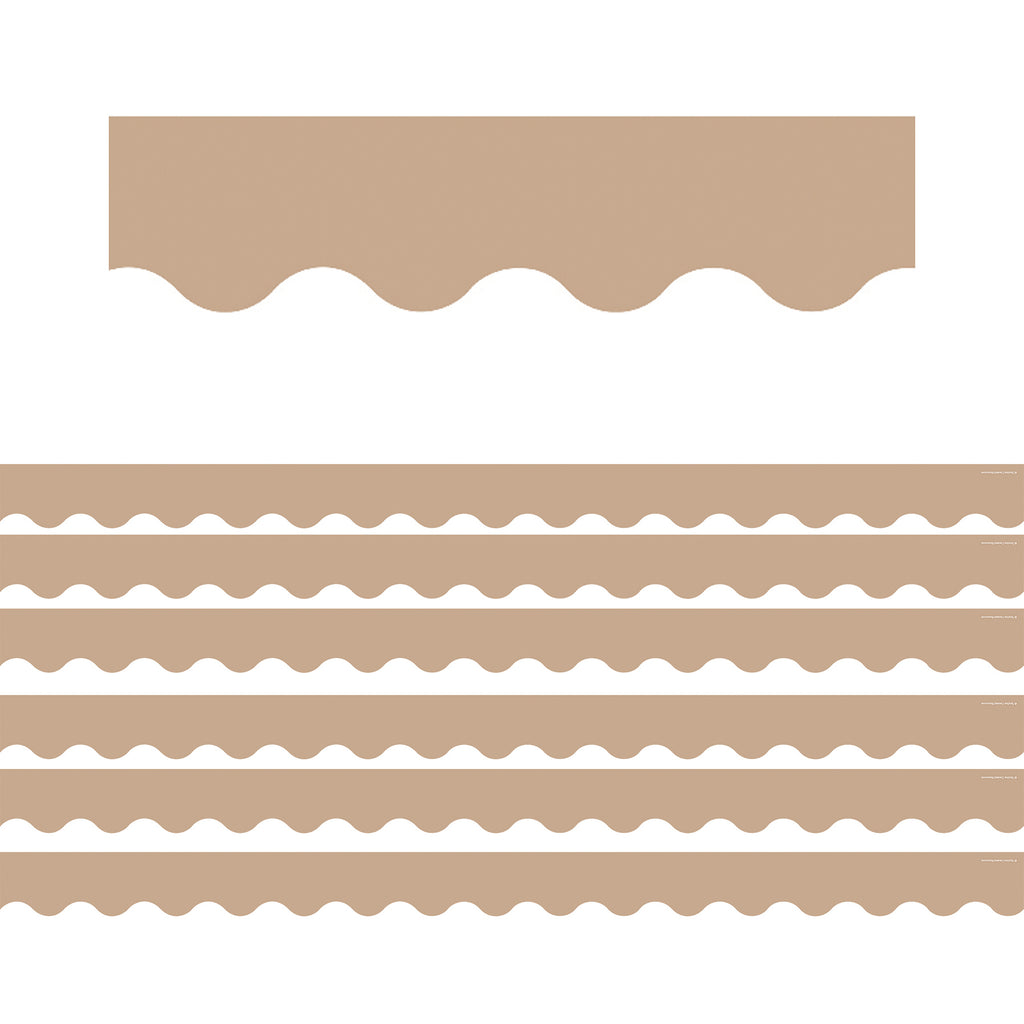 (6 Pk) Light Brown Scalloped Border