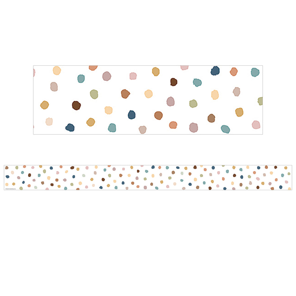Everyone is Welcome Painted Dots Straight Border Trim