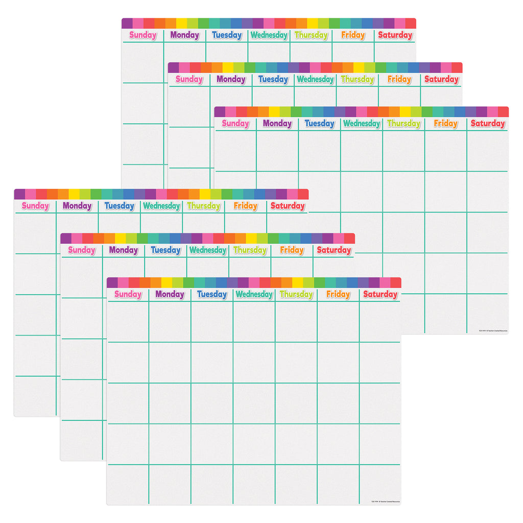 (6 Ea) Colorful Calendar Write-on Wipe-off