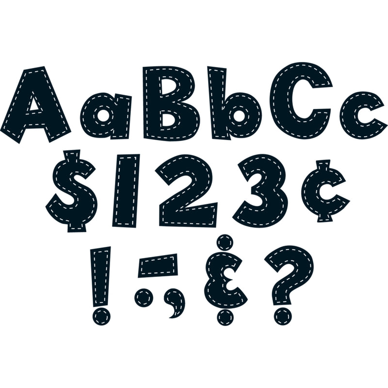 4in Fun Font Letters Black Stitch