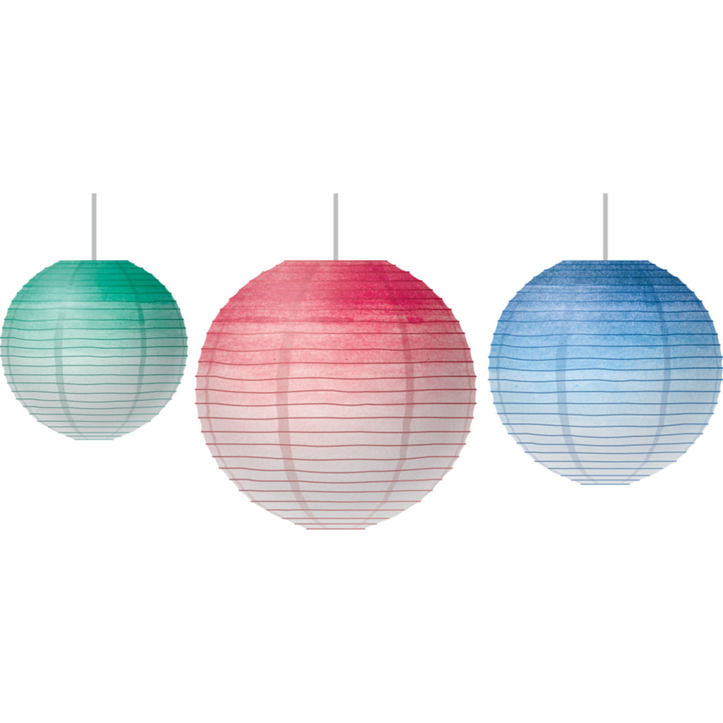 (3 Pk) Watercolor Hanging Paper Lanterns