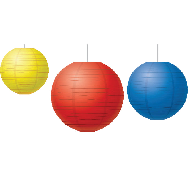 Red Yellow & Blue Paper Lanterns