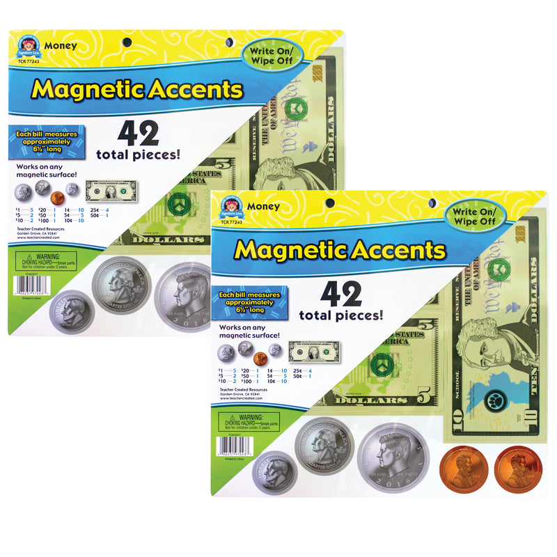 Money Magnetic Accents, 42 Per Pack, 2 Packs