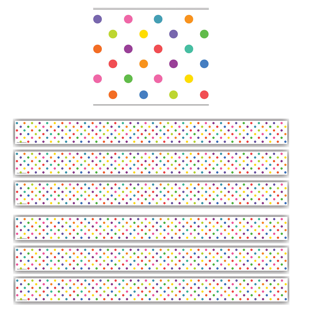 (6 Pk) Colorful Dots Straight Bordr Trim