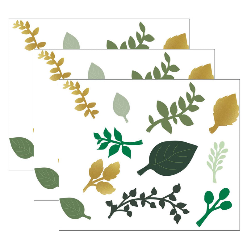 (3 Pk) Green And Gold Paper Leaves