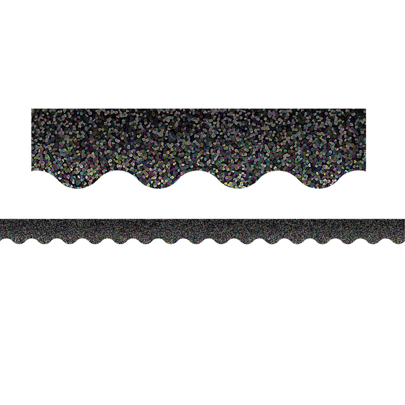 (6 Pk) Black Sparkle Scalloped Border Trim