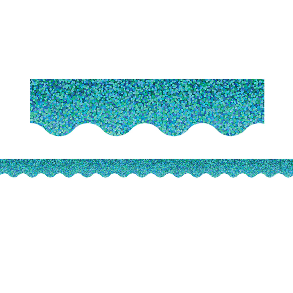 (6 Pk) Teal Sparkle Scalloped Border Trim