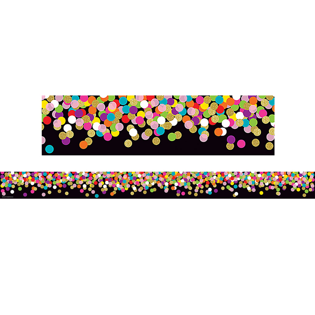 (3 Pk) Colorful Confetti On Black Border Straight