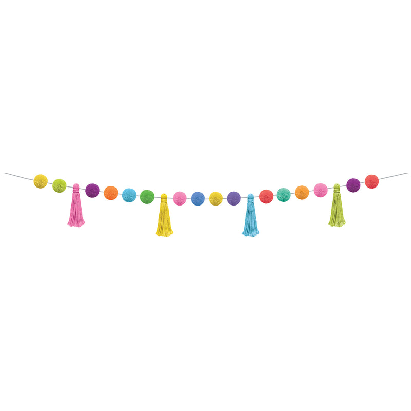 (3 Ea) Colorful Pom-poms & Tassels Garland