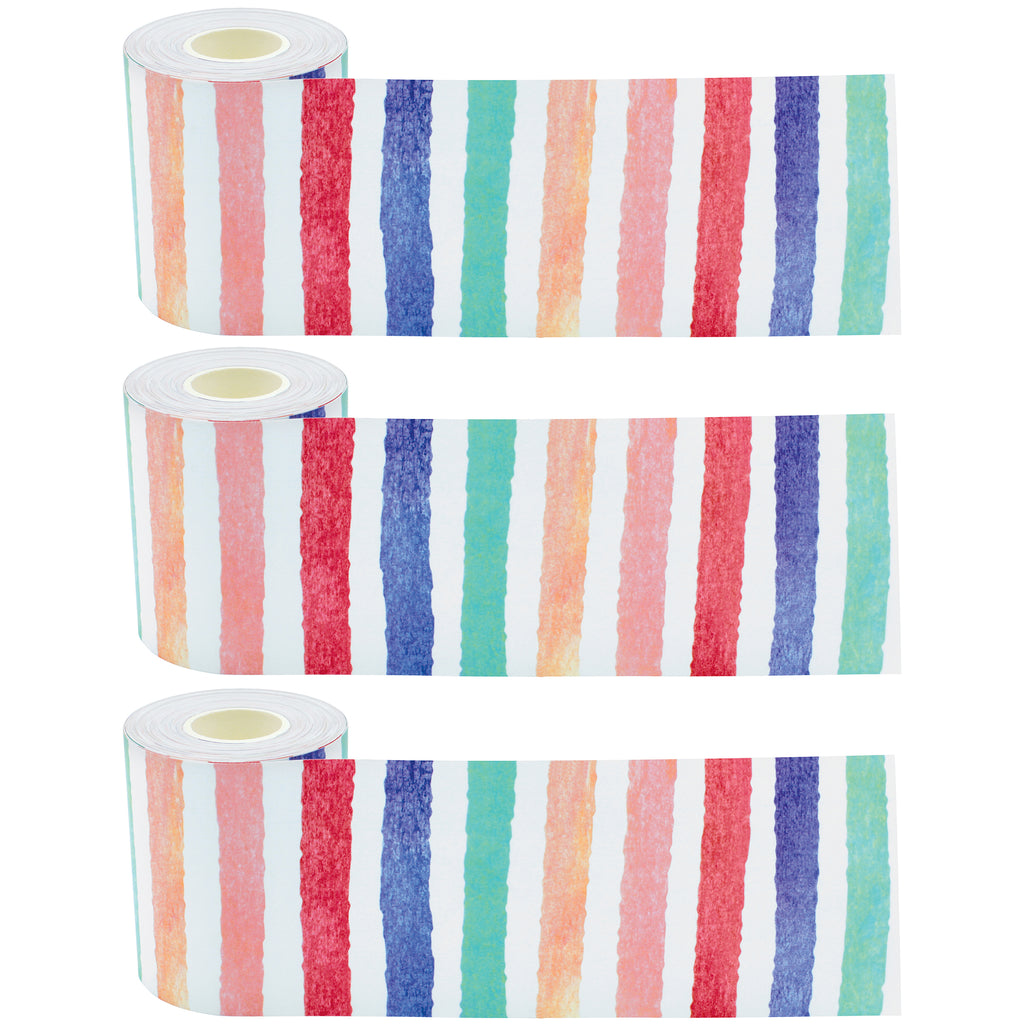 (3 Pk) Watercolor Stripes Rolled Trim