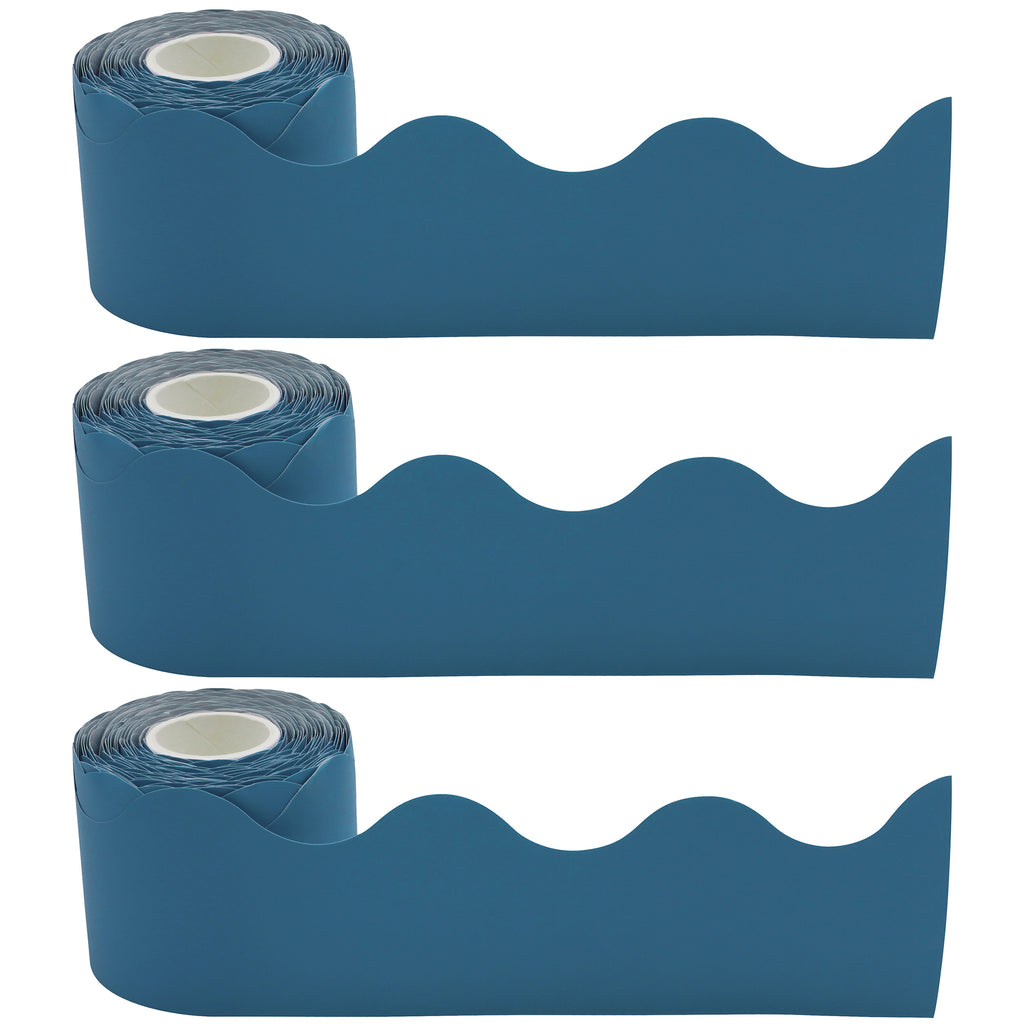 (3 Pk) Slate Blue Scalloped Rolled Border