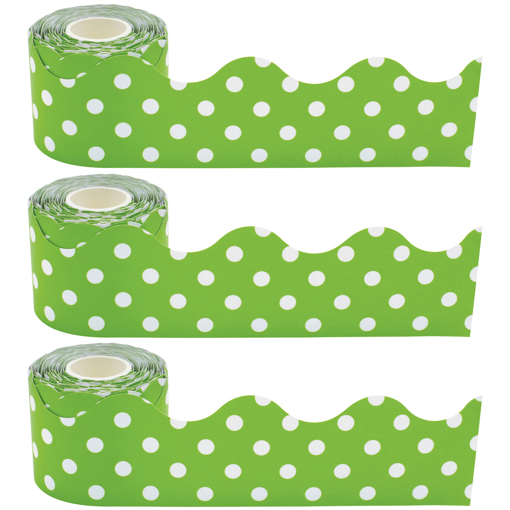 (3 Pk) Lime Polka Dots Rolled Trim