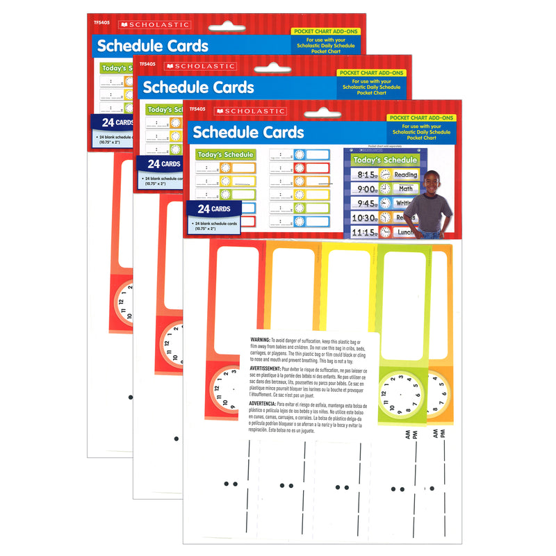 (3 Pk) Schedule Cards Pocket Chart Add Ons