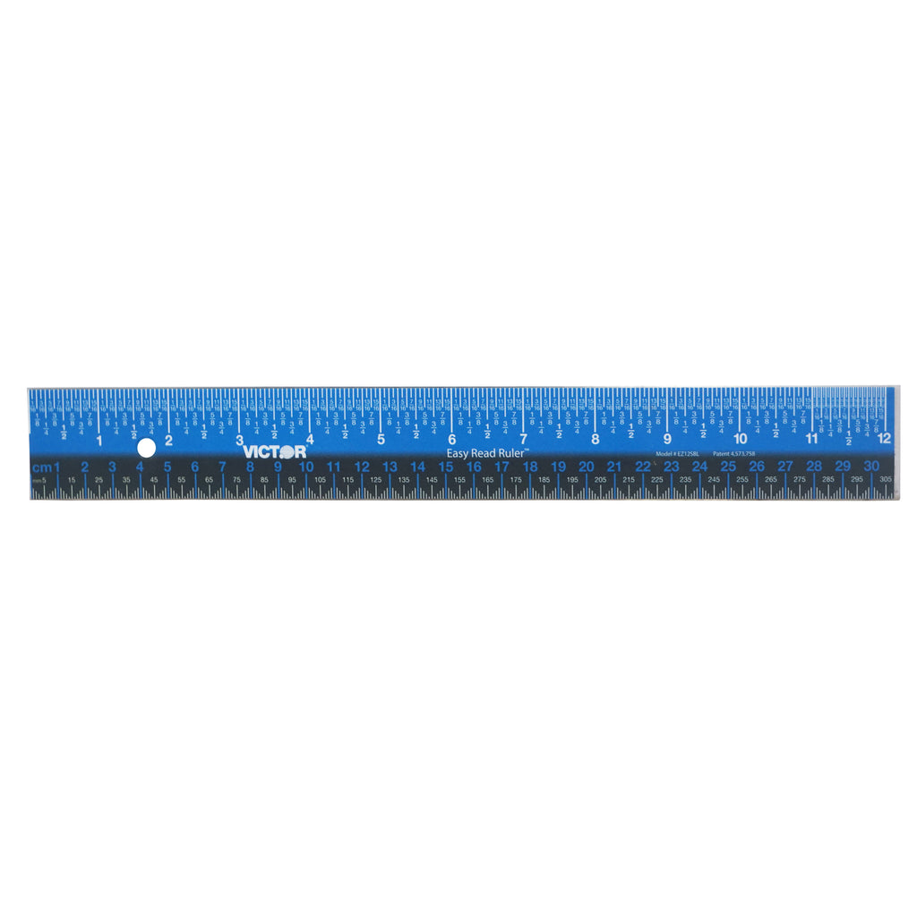 12in Ruler Stainless Steel Blu Blk