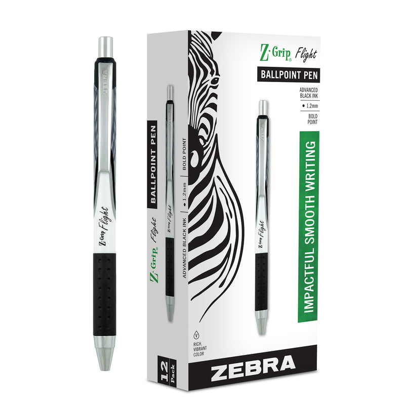 Z-grip Flight Pens Black Dozen Retractable