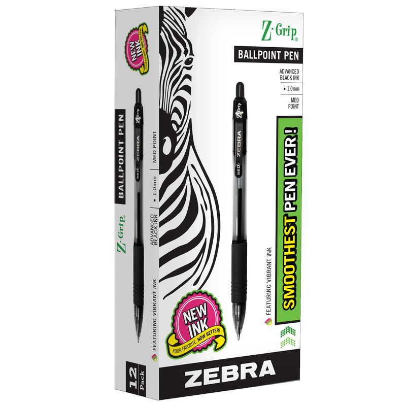 (3 Dz) Z Grip Ballpoint Pen Black 12 Per Pk