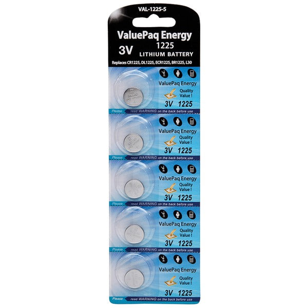 ValuePaq Energy 1225 Lithium Coin Cell Batteries, 5 pk