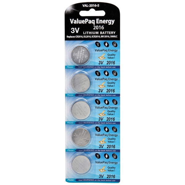 ValuePaq Energy 2016 Lithium Coin Cell Batteries, 5 pk