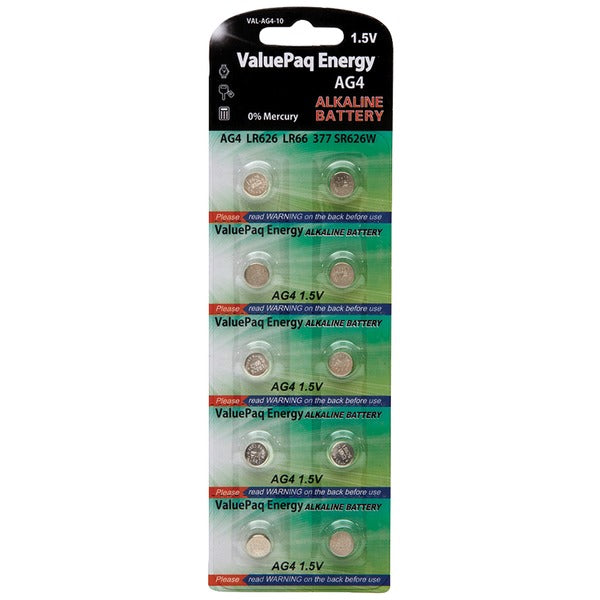 ValuePaq Energy AG4 Alkaline Button Cell Batteries, 10 Pack