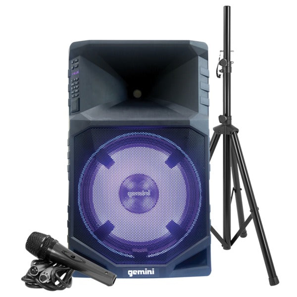GSW-T1500PK Portable Bluetooth(R) Outdoor Party System with LEDs, Stand, and Microphone