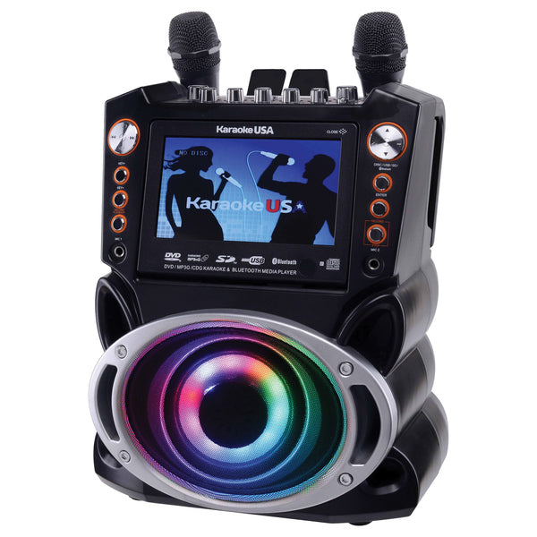 GF946 DVD-CD+G-MP3+G Bluetooth(R) 35-Watt Karaoke System with 7-Inch TFT Digital Color Screen, LED Lights, HDMI(R) Output, and 2 Microphones