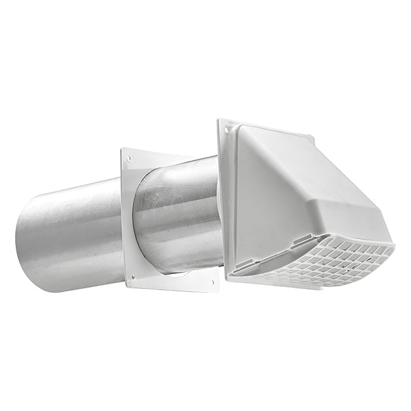 4-In. White Plastic Preferred Hood Vent with Tail Pipe and Removable Screen