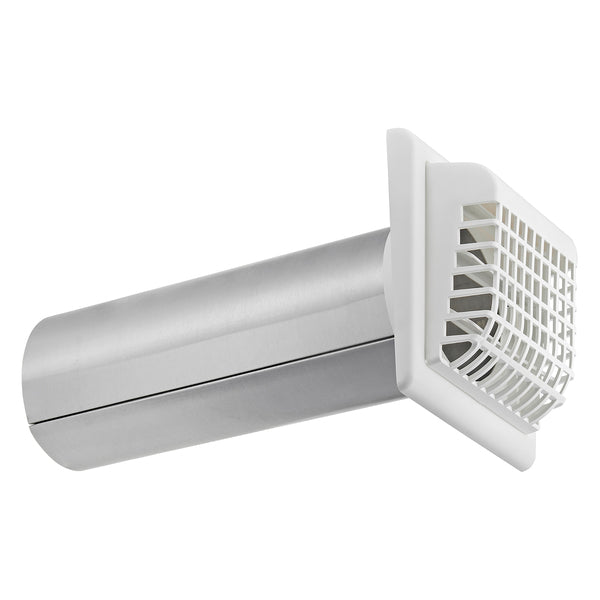 4-In. White Plastic Louvered Vent with Tail Piece and Bird-Rodent Guard