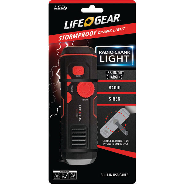 120-Lumen Stormproof USB Crank Flashlight & Radio
