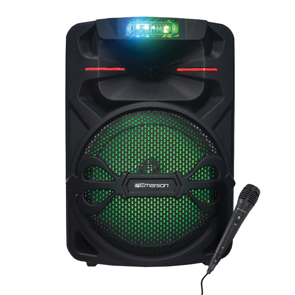 Portable Bluetooth(R) Party System, True Wireless, with LED Lighting, Microphone, and Remote, Black, EDS-1200