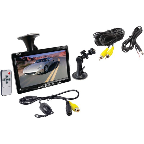 7" Window Suction-Mount LCD Widescreen Monitor & Universal Mount Backup Color Camera with Distance-Scale Line