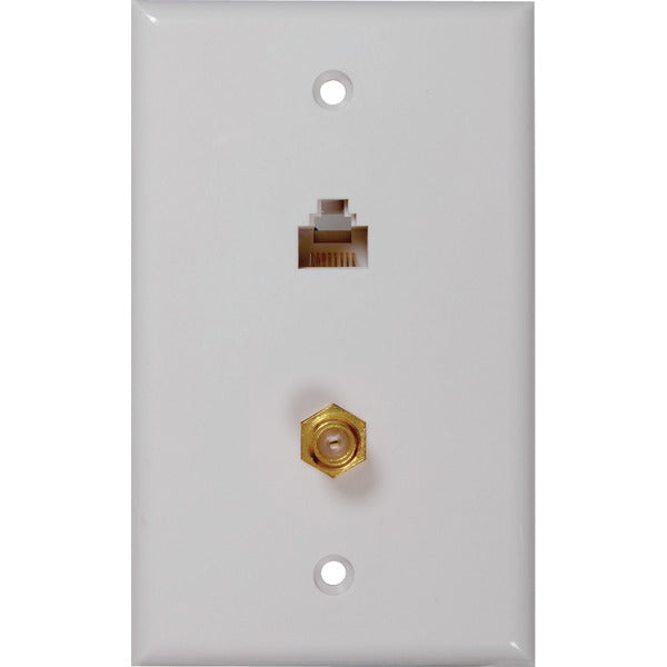 CAT-5E-6 F & Coaxial Connector Wall Plate