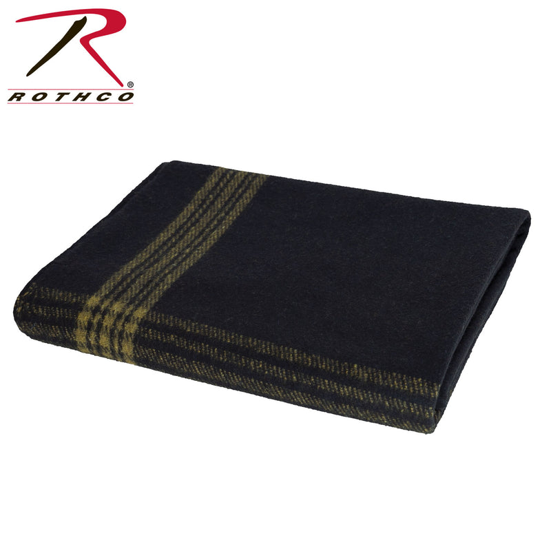 Rothco Navy With Gold Stripe Wool Blanket