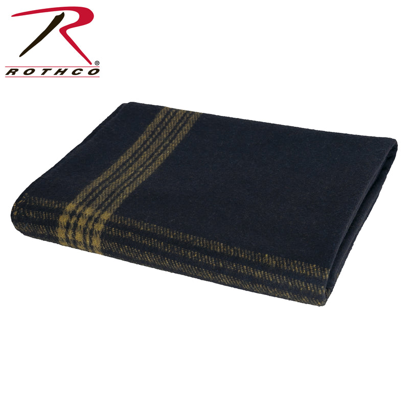 Rothco Navy With Gold Stripe Wool Blanket