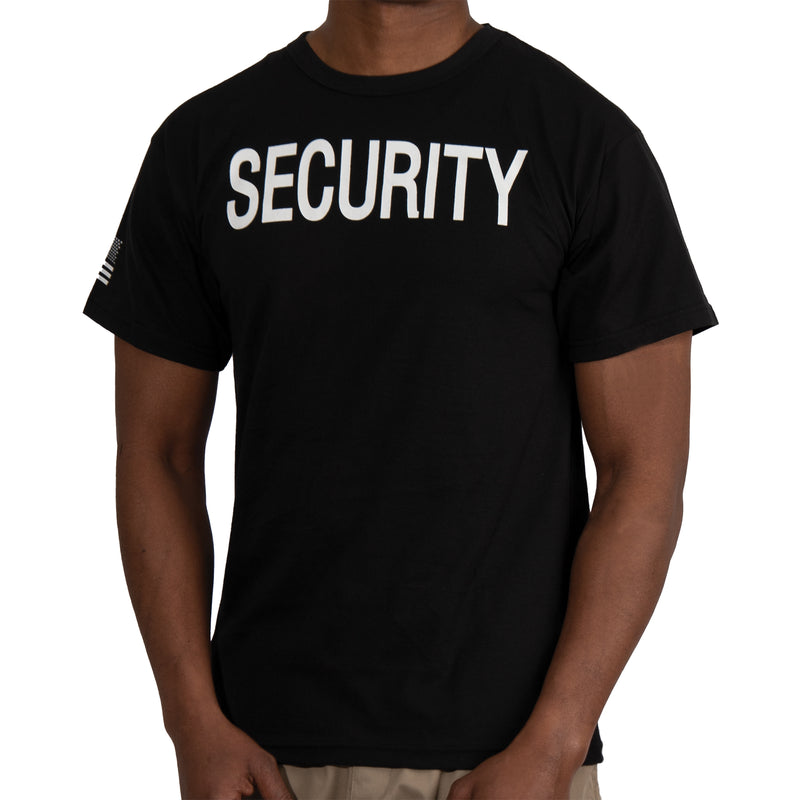 Rothco 2-Sided Security T-Shirt with US Flag On Sleeve - Black