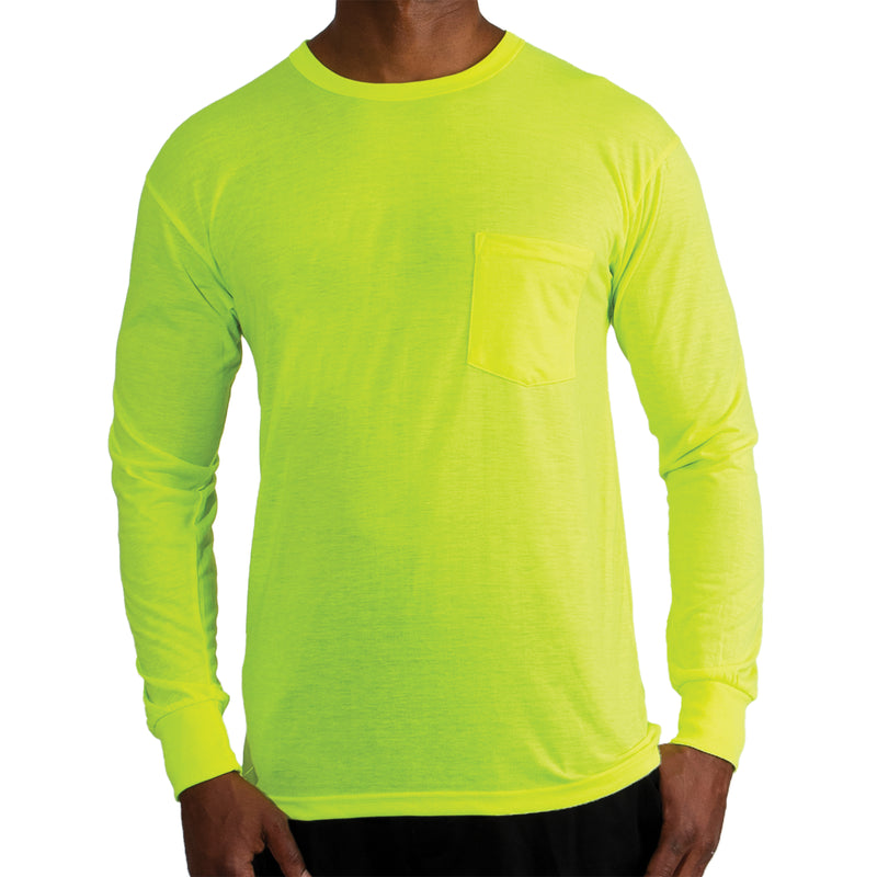 Rothco Moisture Wicking Long Sleeve Pocket T-Shirt - Safety Green