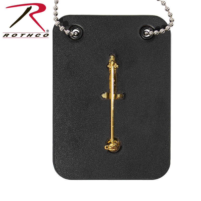 Rothco Low Profile Leather Badge Holder with Chain