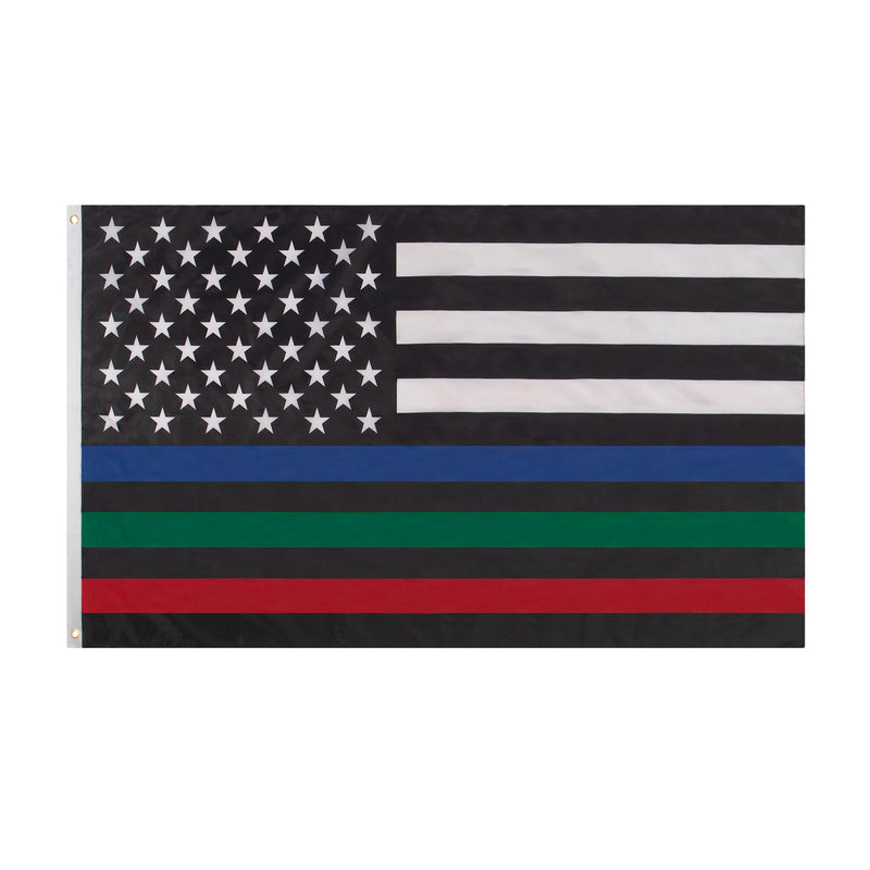 Rothco Thin Red, Blue, and Green Line US Flag - 3' x 5'
