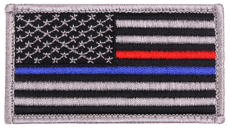 Rothco Thin Blue Line - Thin Red Line US Flag Patch - Hook Back