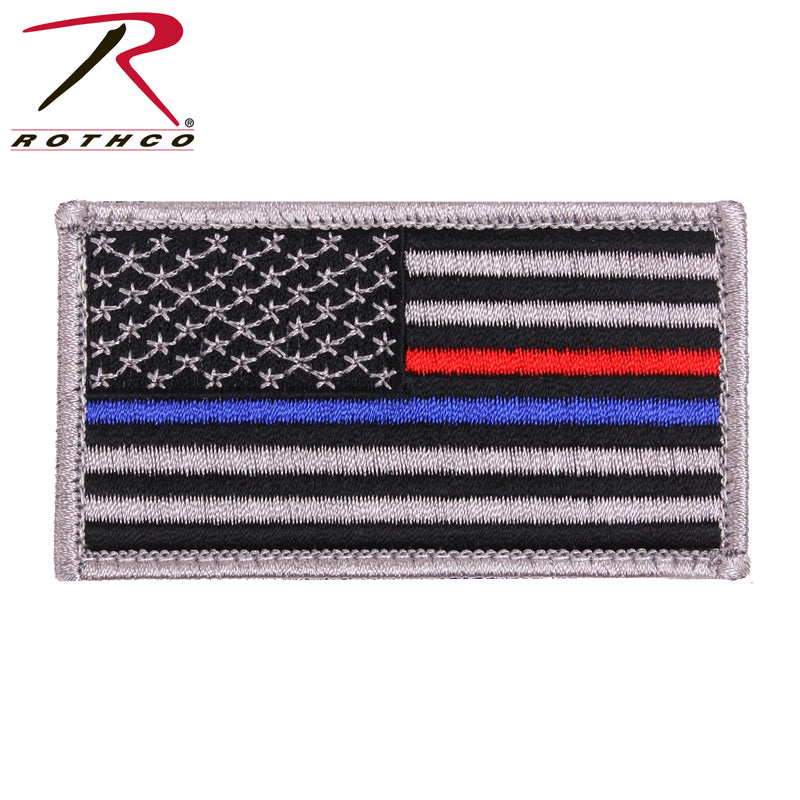 Rothco Thin Blue Line - Thin Red Line US Flag Patch - Hook Back