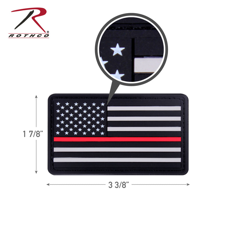 Rothco Rubber Thin Red Line Flag Patch - Hook Back