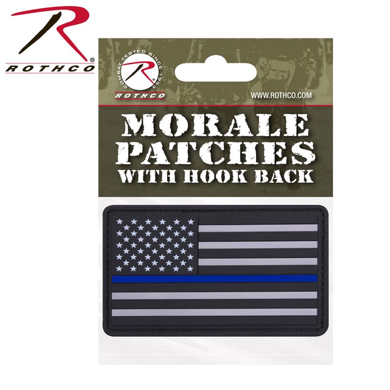 Rothco PVC Thin Blue Line Flag Patch - Hook Back