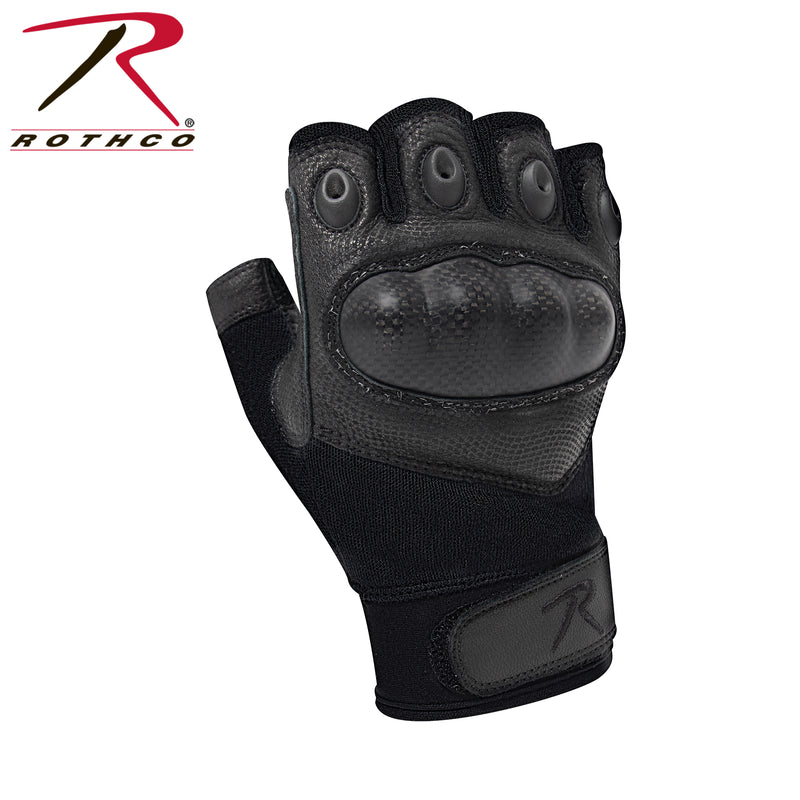 Rothco Fingerless Cut and Fire Resistant Carbon Hard Knuckle Gloves - Black