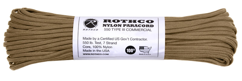 Rothco Nylon Paracord Type III 550 LB 100FT