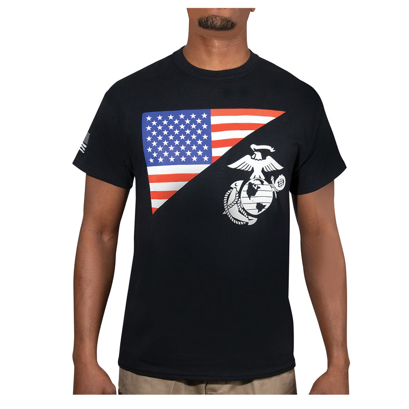 Rothco US Flag / USMC Eagle, Globe, & Anchor T Shirt - Coyote Brown