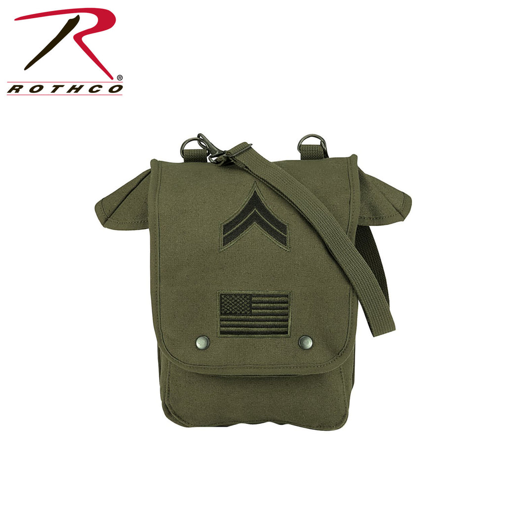 Rothco Canvas Map Case Shoulder Bag w- Military Patches