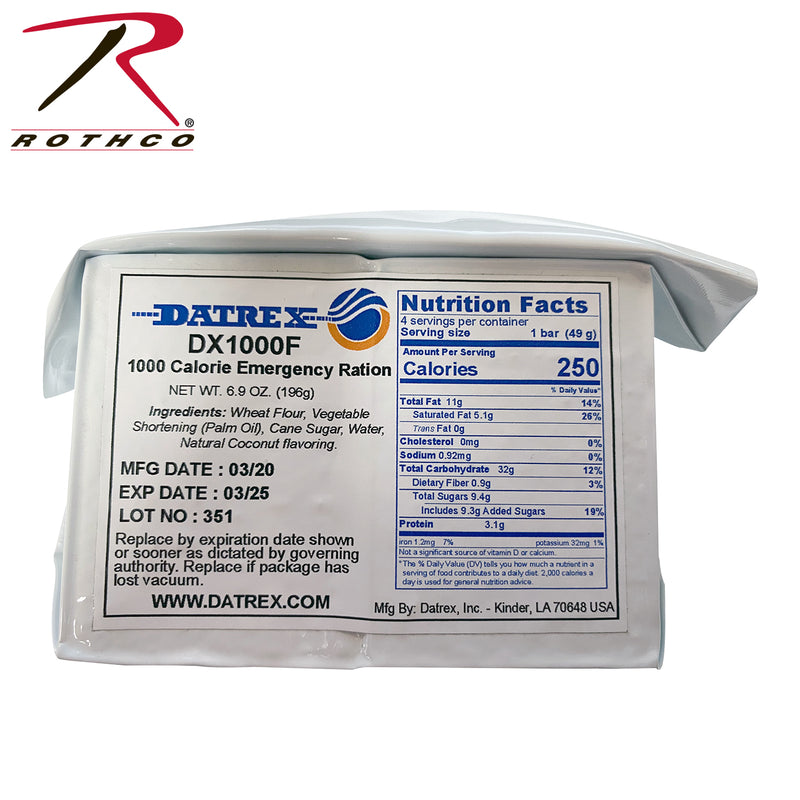 Datrex Aviation 1,000 Cal Emergency Food Ration