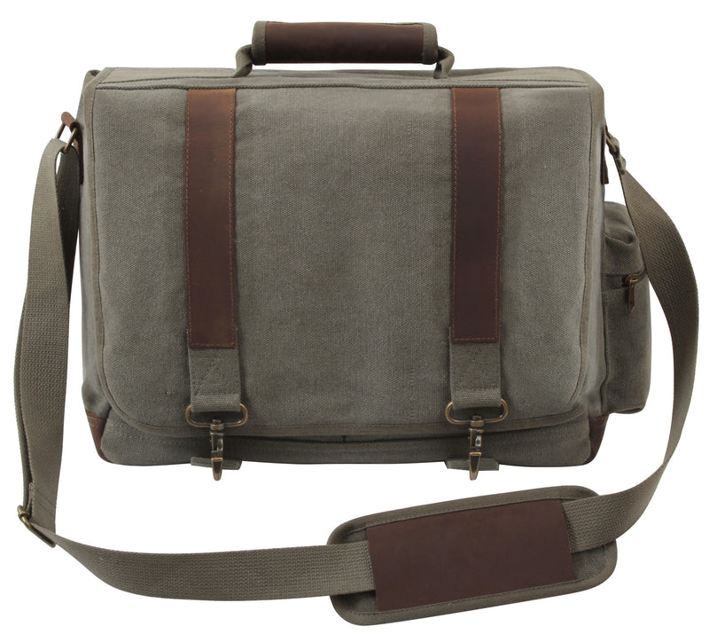 Rothco Vintage Canvas Pathfinder Laptop Bag With Leather Accents